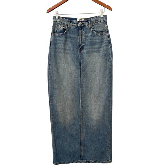 Reformation Daria Denim Maxi Skirt US 29 Blue Ultra High Rise Back Slit Boho - Picture 5 of 15